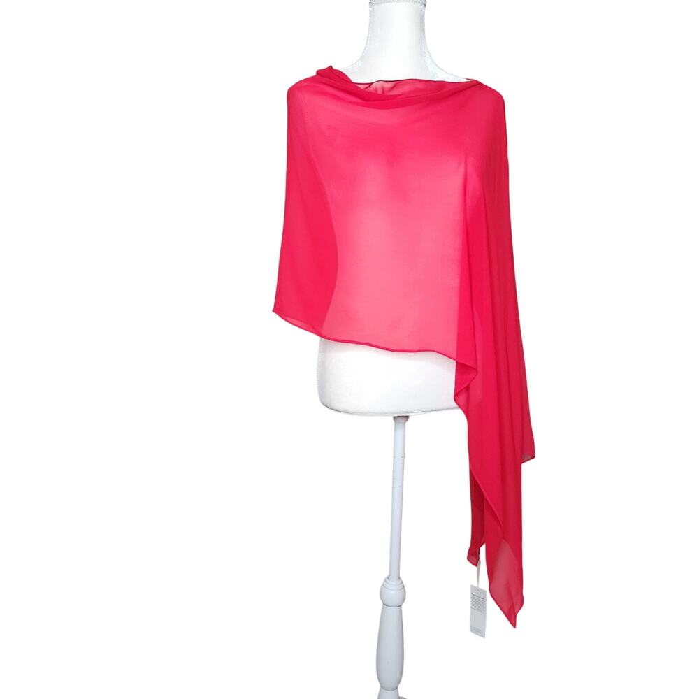 Eileen Fisher Silk Georgette Scarlet Red Sheer Wrap